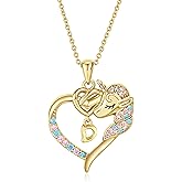 Fezodo Unicorn Necklaces for Teen Girls Kids - Colorful CZ 18K Gold Plated Heart Initial Necklaces for Women Gold Jewelry Birthday Unicorn Gifts for Girls 6-8 Women