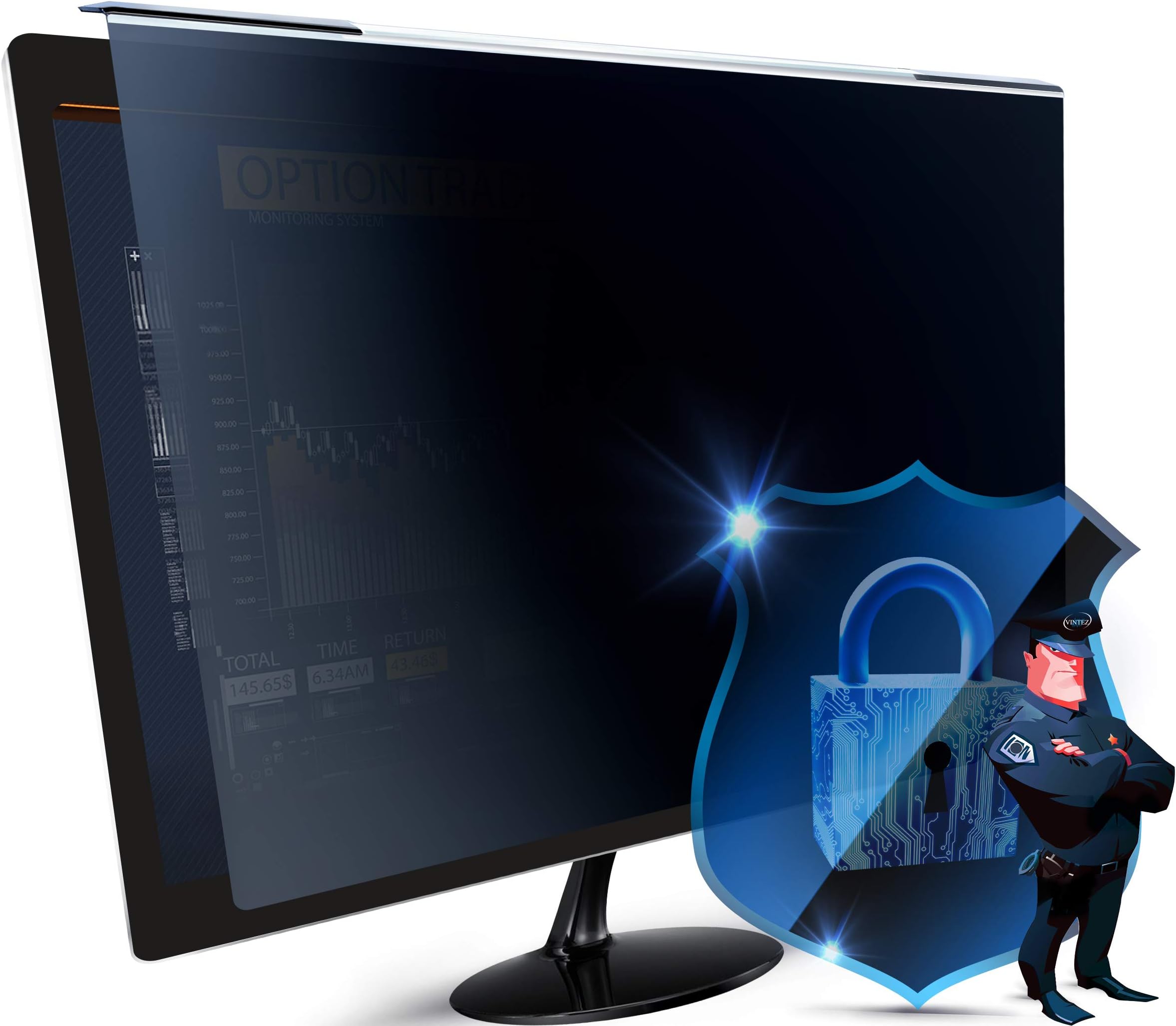 VINTEZAcrylic 23 Inch Computer Privacy Screen Filter for Widescreen Computer Monitors - 20.6" x 12" (524 x 306mm) - Monitor Frame Hanging Type