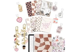 KACIOLA STUDIO 8PCS Inserts Set for E-reader, 6 Type C Charms and 2 Charm Chain with 50PCS Stickers for E-reader, 6.9"x4.8" I