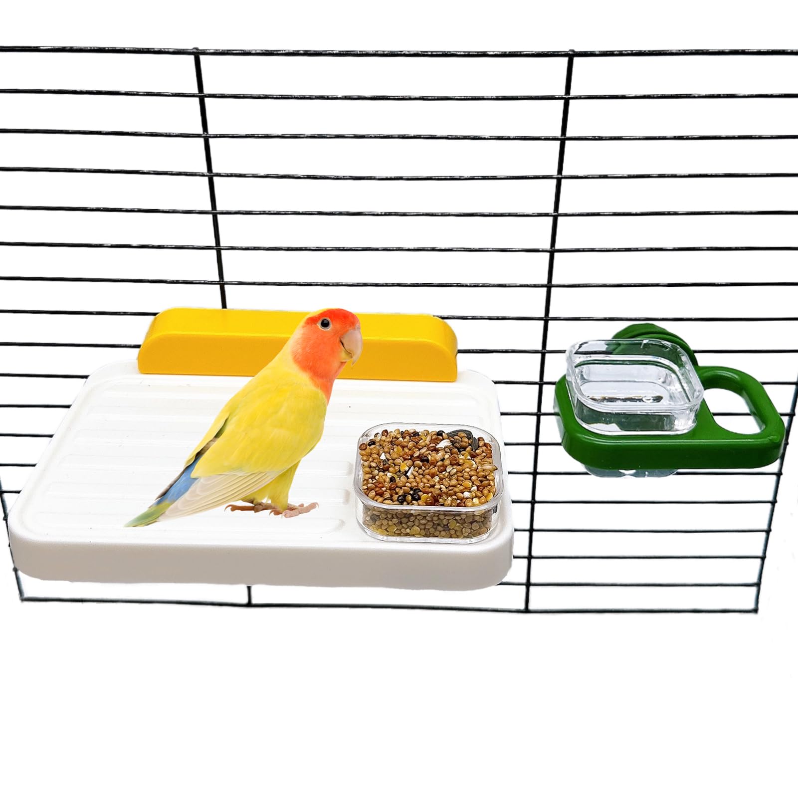 Photo 1 of Hamiledyi Bird Perch Platform with Feeding Cup for Cage Window Perch Stand Feeder Bowl for Parakeets Conures Cockatiels Parrot Lovebird