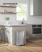 SONGMICS Kitchen Bin 30L Pedal with Soft-Close Lid Steel Silver LTB03NL view 2