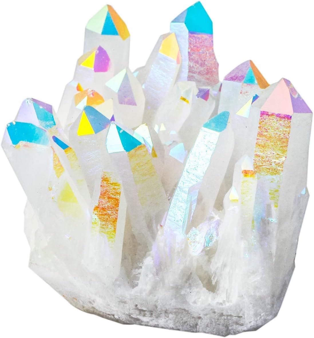mookaitedecor Titanium Coated Natural Rock Crystal Raw Piece Geode Decorative Stone Natural Piece Gemstone Decoration Sample
