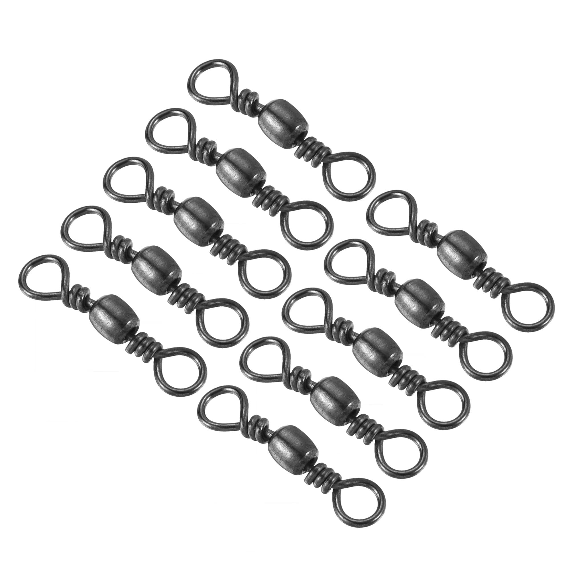 PATIKIL Fishing Barrel Swivels, 100Pcs 37LBS Stainless Steel Solid Ring Terminal Tackle for Saltwater Freshwater Fishing, Black