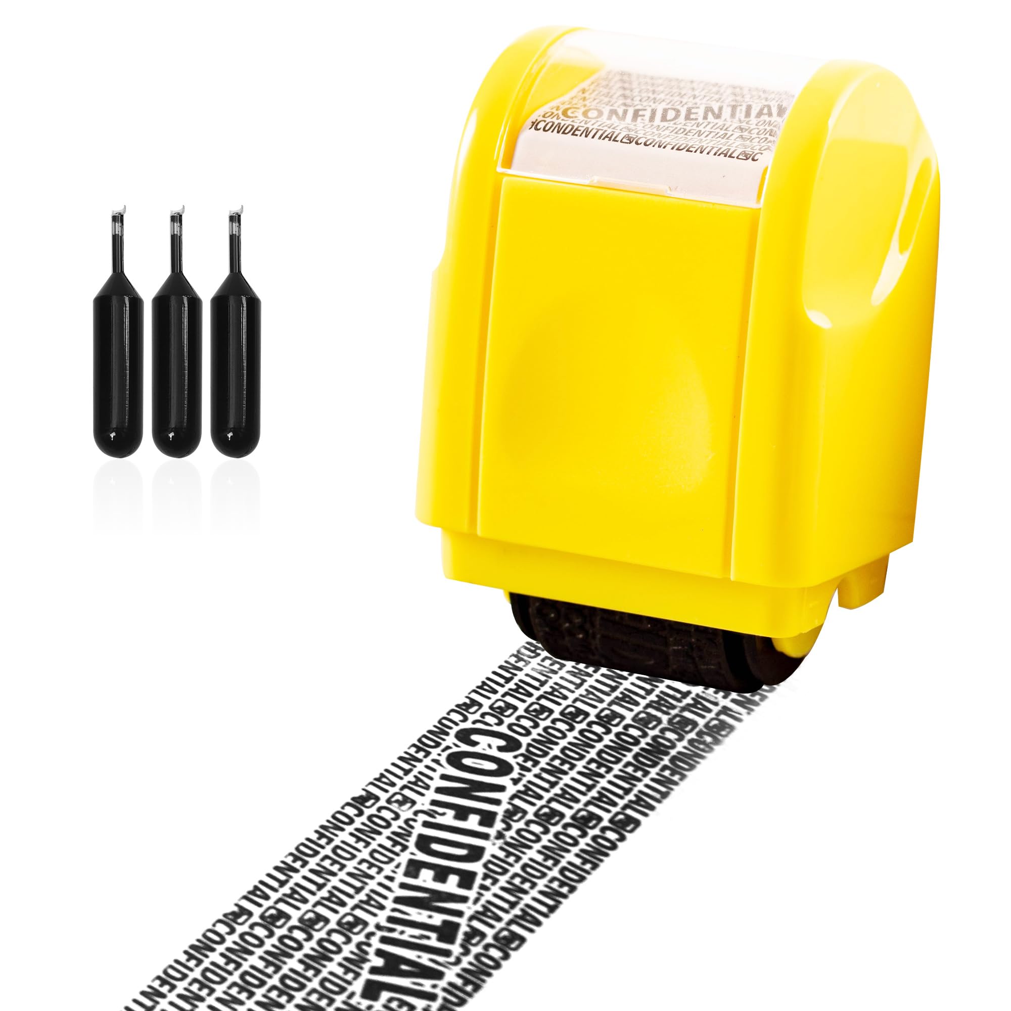 HONGCI Privacy ID Address Blocker Stamp, Yellow, Rectangular, Roller Stamp, Rubber, Identity Theft Protection, Personal Data Security, 0.7 Inch Width, 100 Meters Length