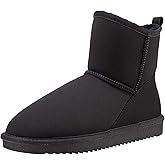 CAMEL CROWN Mens Fur Snow Boots Slip on Winter Boots Mid Calf House Slippers Boots Short Mini Boots for Men