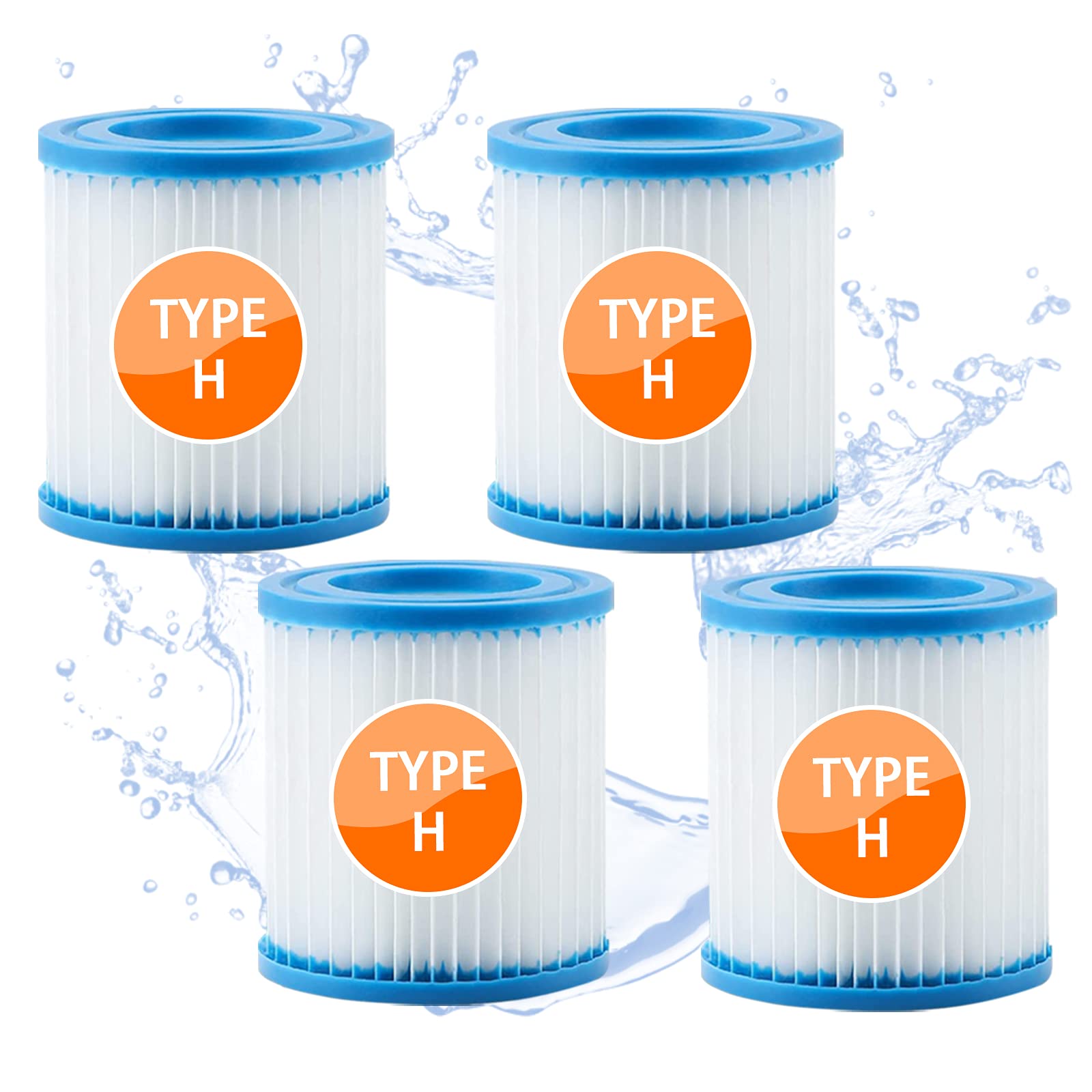 woejgo Pool Filter Type H for Pool Pump 29007, Filter Cartridges Size H Replacement, 4pcs