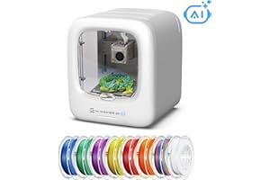 AOSEED AI-Powered 3D Printer for Kids, 3D Printer with 8 PLA Filament Set, AI Design App, Huge Toy Library, Up to 400mm/s Faster Speed, W/ 16+ Mini 3D Design Module, App Control, X-Maker Joy AI+