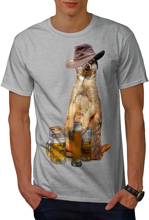 Wellcoda Betrunken Meerkat Bier Komisch M nner T Shirt Lustig