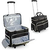 ORKELS Rolling Teacher Bag with Detachable Trolley, Wheeled Teacher Tote for 17.3'' Laptop, Books & Supplies, Spacious & Durable with Easy Maneuverability (Black)