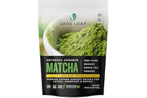 Jade Leaf Matcha Artisanal Matcha Green Tea Powder - Authentic Japanese Origin - Premium Second Harvest Culinary Grade for Baking or Cooking (1 Pound Bulk Resealable Pouch)
