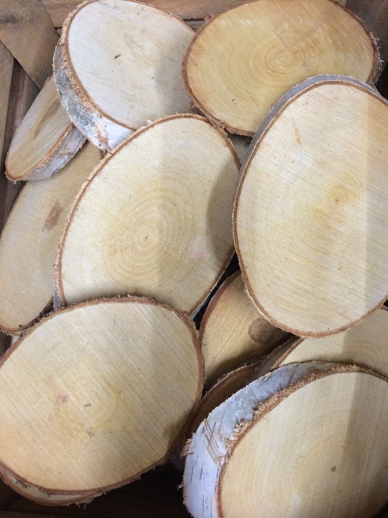 Natural Oval Log Slice Wood Birch Tree Bark Wedding Table