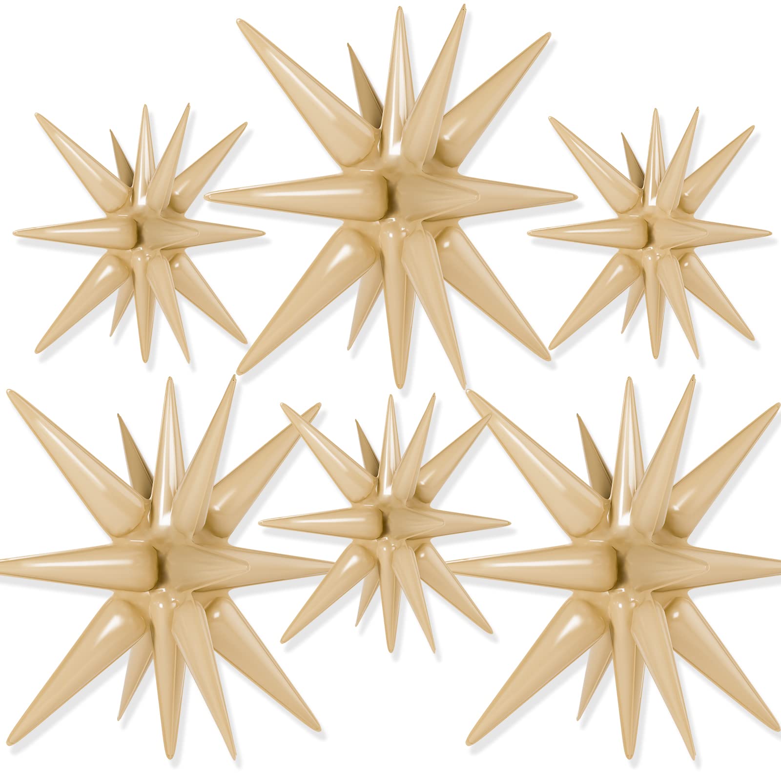 PartyWoo Light Brown 14-Pointed Starburst Foil Balloon (27 & 22 Inch) with Ribbon for Party Decorations