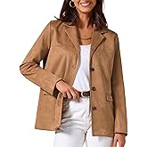 Allegra K Women's Faux Suede Blazer Business Casual Lapel Open Front Long Sleeve Work Office Jacket