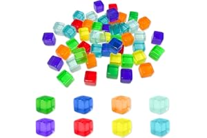 HAIKING Blank Dice, 50 PCS Colorful Transparent Blank Dices Set for Board Props, Party Tabletop Game (10 mm/0.39 in)