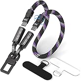 Hand Wrist Strap Lanyard Built in USB-C Fast Charging Cable Reflective Nylon Braid Anti Theft Phone Camera Strap Travel Photographers Rope for Phone DSLR DJI, Rotatable Metal Buckles (0.9FT)