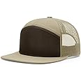 Richardson 168 Hi-Pro 7 Panel Flat Bill Adjustable Snapback Trucker Mesh Back Cap | OSFM | Bulk Pack Available