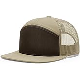 Richardson 168 Hi-Pro 7 Panel Flat Bill Adjustable Snapback Trucker Mesh Back Cap | OSFM | Bulk Pack Available