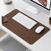 Imitation Crazy Horse Leather Desk Mat - Waterproof Desk Pad - Ideal for Large Mouse Pad and Desk Mats on Top of Desks (Brown+Brown, 25"*13")