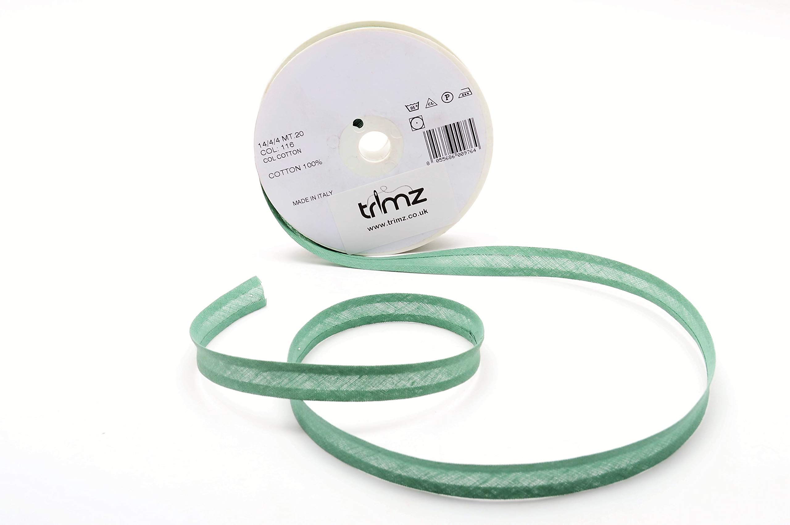 Inastri 14/ 4/ 4 mm Cotton Bias Binding, Green (Sage Green) 116