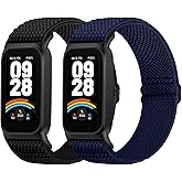 2 Pack Elastic Bands Compatible with Xiaomi Smart Band 9 Active Women Men, Soft Nylon Replacement Sport Wriststrap for Redmi Band 3