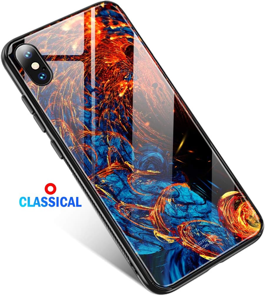 MTW iPhone X case Glow in the Dark, Slim Anti Scratch Glass panel with shockproof TPU Rims (iPhone X, Classical)