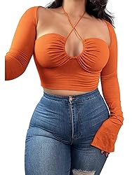KERPELLY Women's Sexy Halter Criss Cross Tie Up