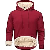 Tansozer Men's Sherpa Pullover Hoodie Heavy Thick Fleece Lined Winter Windproof Warm Athletic Sweatshirts