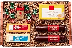 Hearty Sausage and Cheese Charcuterie Gift Box | Gourmet Food Gift Basket Perfect For Family Christmas and Holiday Gifts 15.2