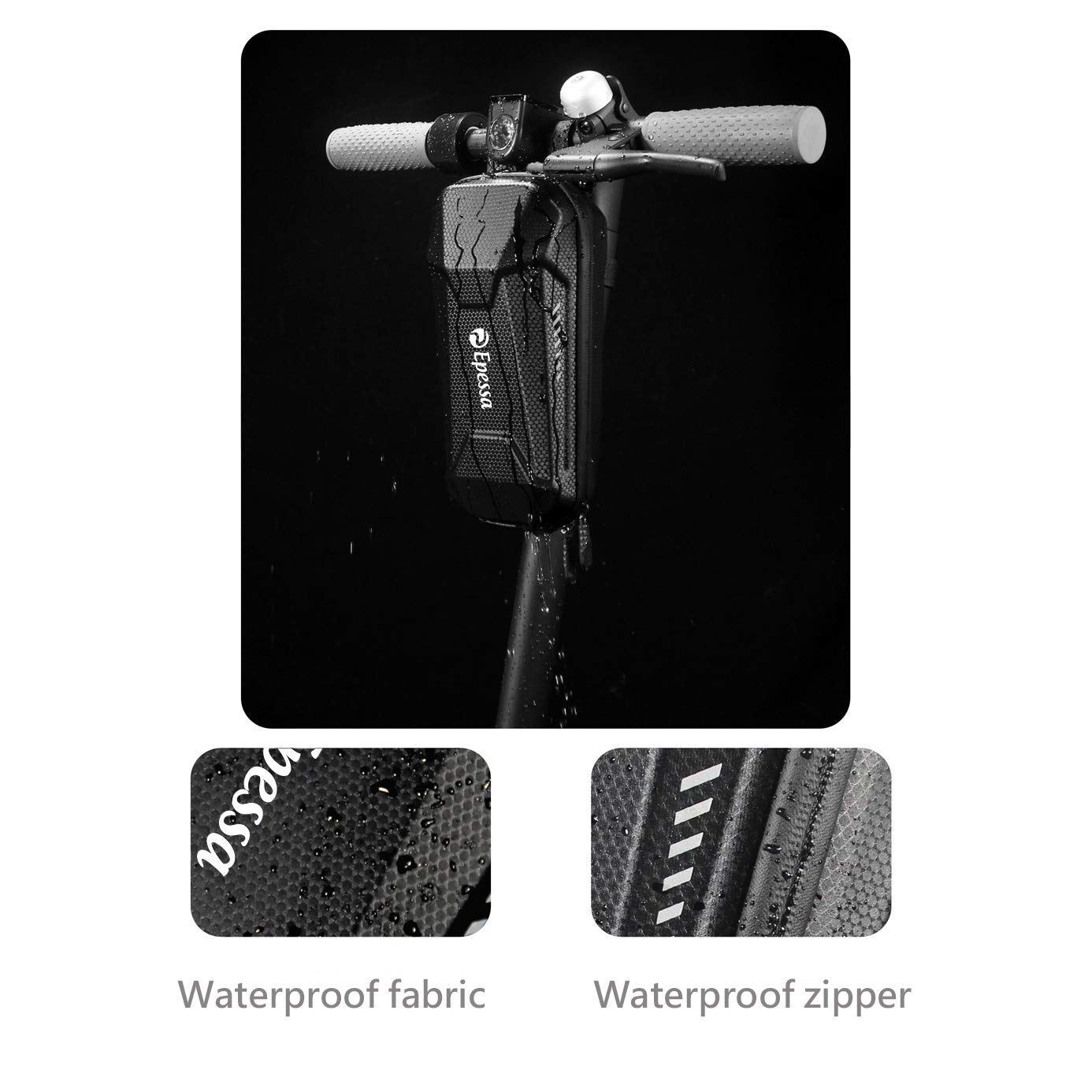 Epessa Universal Scooter Bag, EVA Handlebar Waterproof Front Bag for Carrying Charger Tools Repair Tools/Large Capacity/Portable (2L)