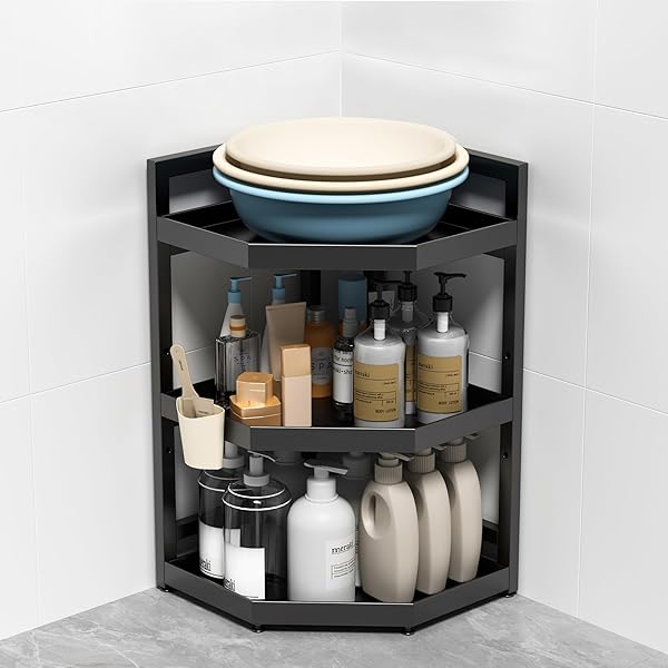 SERXIS 3 TIER STANDING CORNER SHOWER CADDY,WATERPROOF AND...