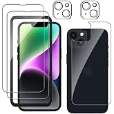 Front and Back Screen Glass Protector for iPhone 14 with Lens Protector | 2+1+2 Pack,9H Hardness Tempered Glass, With Installation Frame, Case friendly