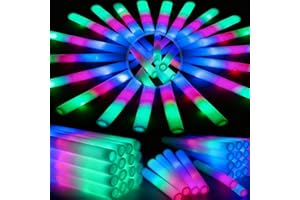 HONLYNE 44 PCS Foam Glow Sticks, Glow Sticks Bulk with 3 Modes Colorful Flashing, LED Light Sticks, Glow in Dark Party Suppli