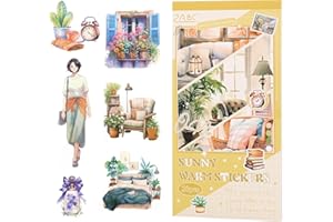 RISYPISY 281PCS Pre-Cut Aesthetic Journaling Sticker for Adult, 20 Sheets Watercolor Scrapbook Sticker Book, Junk Journal Supplies Stickers for Planner Cottagecore Decorative DIY Craft Project