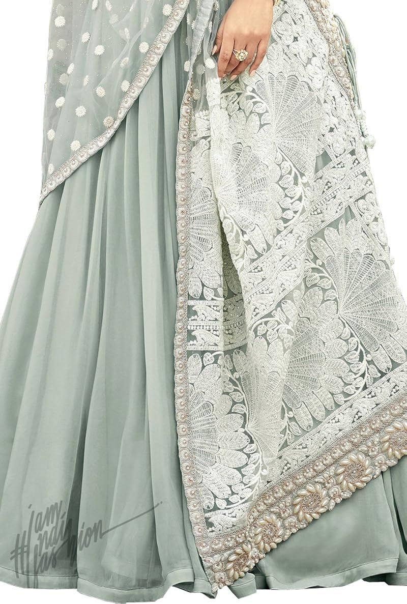 amiira women's faux georgette anarkali gown