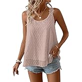 Falechay Spaghetti Strap Tank Top Sleeveless Pink Swiss Dot Blouse for Women Flowy Lace Bohemian Peplum Womens Shirts Vacation Boat Neck Fall Business Womens Blouses Loose L