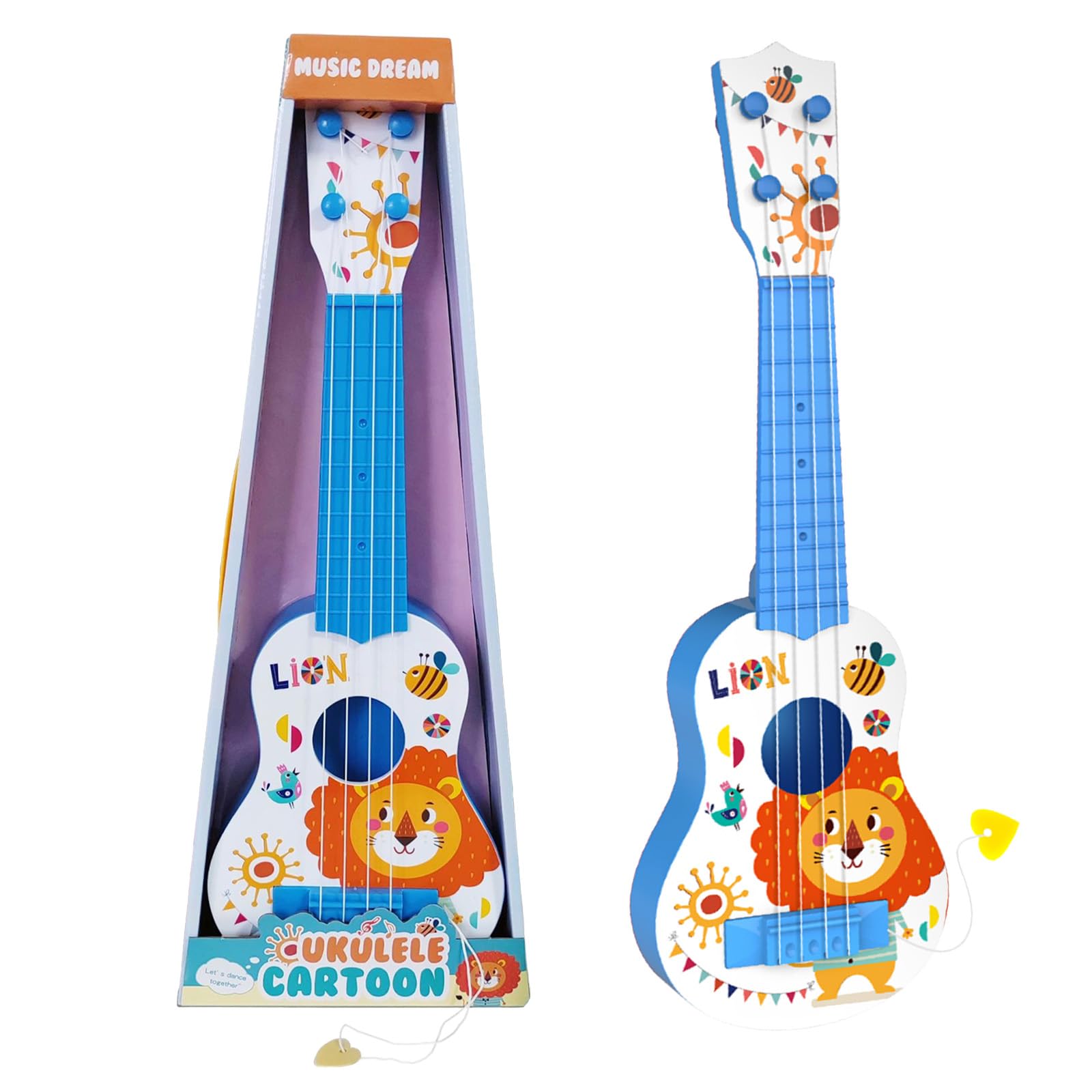 Mini Ukulele Guitar Toy 4 String for Kids, Toddler Guitar Toys Cute Lion, Ukulele for Kids Musical Instrument, Ukulele Gift for Child Musicians Boys and Girls (A8)