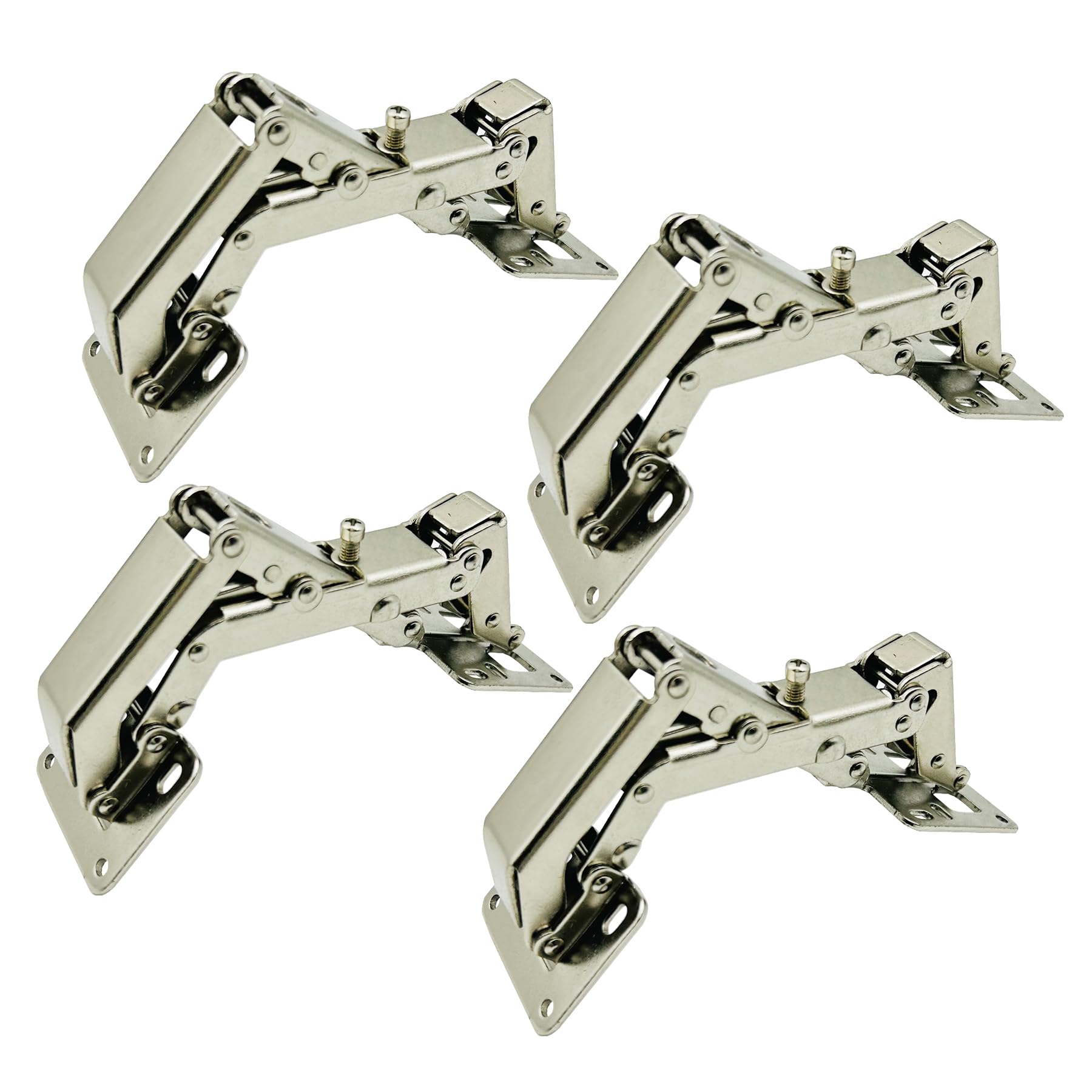 LIKERAINY 165 Degree Soft Closing Screw-on Hinge with Damping Without Cup Drilling for Kitchen Cabinet Cupboard Thick Door Stainless Steel Hinges Pack of 4