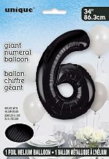 Unique Black Number 6 Large Foil Balloon 86cm One Piece view 2