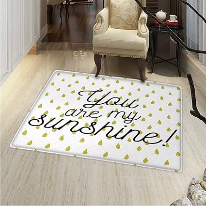 Tapis De Sol Avec Citation En Forme De Gouttes De Pluie Colorees Sur Fond Pour Salon Salle A Manger Et Chambre A Coucher 137 X 153 Cm Blanc Moutarde Amazon Fr Cuisine