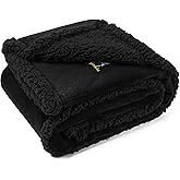 Luciphia Waterproof Pet Blanket, Liquid Pee Proof Dog Blanket for Sofa Bed Couch, Reversible Sherpa Fleece Furniture Protector Cover for Small Medium Large Dogs Cats, Black Thicken Large(65" x 57")