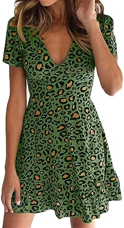 low cut leopard print dress