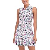 Misyula Tennis Dresses for Women,Athletic Dress with Shorts 2Pockets Zip Up Polo Sleeveless Golf Workout Dress(XS-XL)