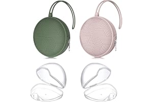 Smlpuame 4 Pack Pacifier Holder Case Set,2 Silicone Portable Pacifier Cover Pouch Bag for Diaper Bags Baby Carriage with 2 Transparent Pacifier Storage Container Box,Easy to Clean,Boho(Green+Pink)