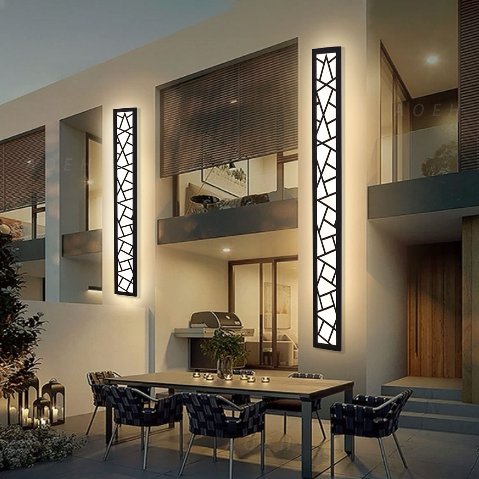 Outdoor Wall Lights Long Wall Lamp LED Black Wall Sconce Modern Exterior Garden Light 40W Ip65 Waterproof Wall Lighting 3000K Indoor Aluminum Outdoor Porch Wall Lights For Terrace Garage,L114cm*1