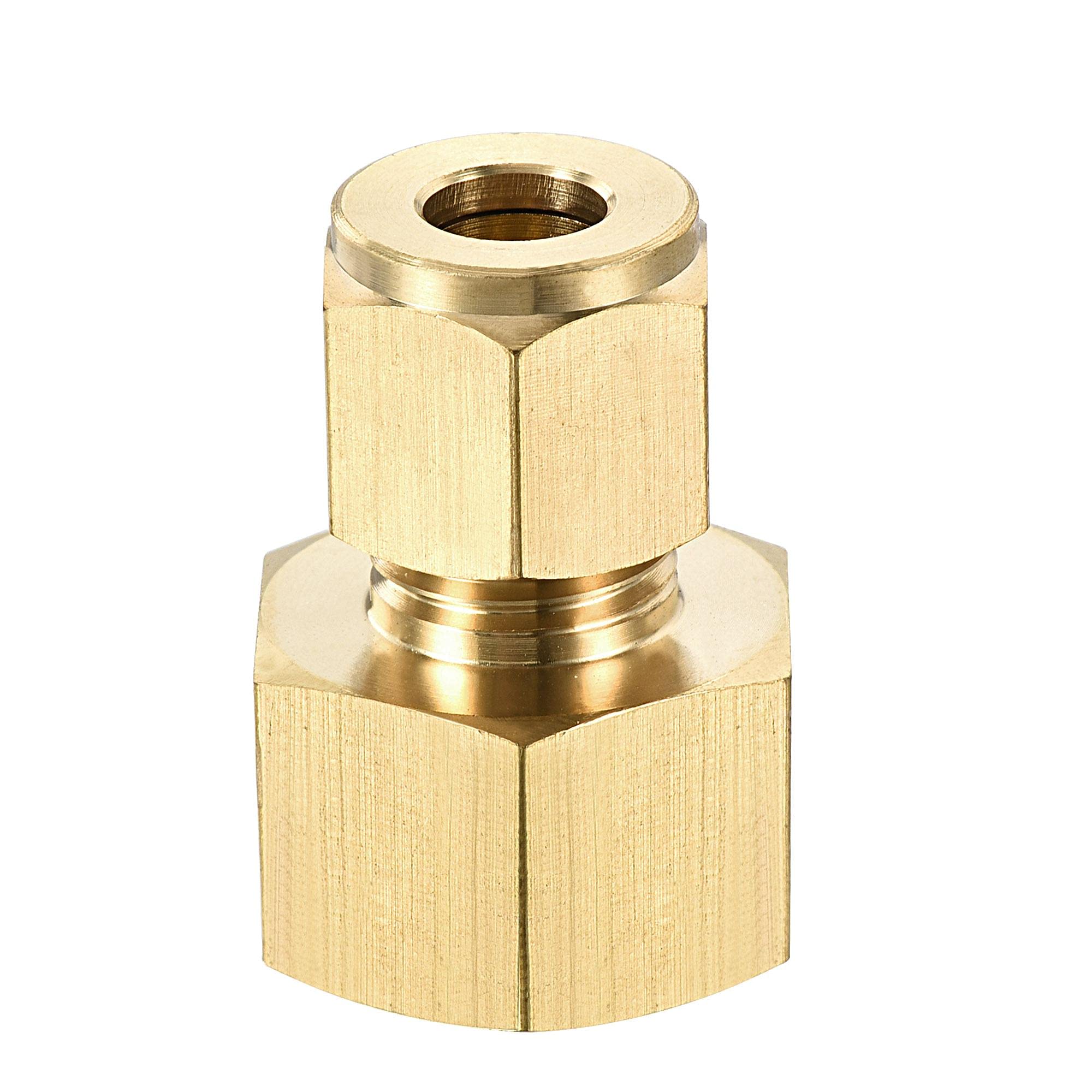 sourcing map Compression Tube Fitting G1/2 Female Thread x 8mm Tube OD Straight Coupling Adapter Brass
