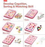 Hahaland Montessori Busy Board 21 in 1 Pink Unicorn for 3+ Years view 4