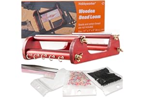 hobbyworker The Wooden Bead Loom Kit with Tweezer and 3 Bags Seed Beads for Jewelry Making Tool,Make Bracelets Necklaces Keychains and Belts