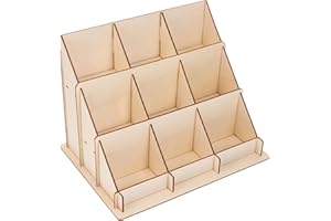 SHINEOFI Card Display Stand 3-Tier Wooden Organizer for Greeting Cards Postcards Business Cards and Stickers Portable Retail 