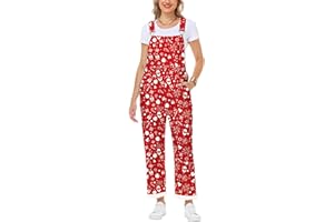 Magrank Womens Christmas Bibs Overalls Xmas Denim Coveralls Stretch Jeans Jumpsuit