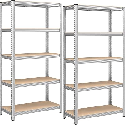 SONGMICS 5-Tier Heavy-Duty Shelving Units Set of 2 875 kg 40 x 90 x 180 cm